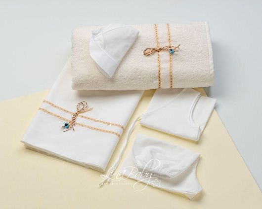 Λαδόπανο Lina Baby Charm για Αγόρι Σετ 6τμχ Εκρού