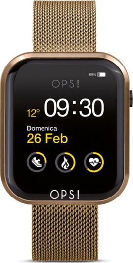 Smartwatch OPS! Objects Call OPSSW-16 38mm Aluminiumc Case Black & Stainless Steel Strap Gold