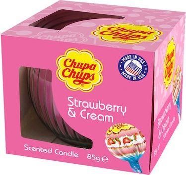 Αρωματικό Κερί Chupa Chups σε Βάζο Φράουλα & Κρέμα 85gr