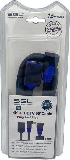 Καλώδιο SGL Angle 90° HDMI male σε HDMI female 1.5m Μαύρο