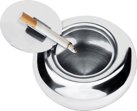Σταχτοδοχείο Φορητό Inox με Καπάκι Ασημί