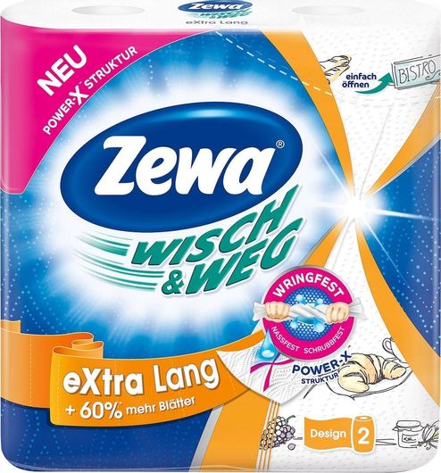 Χαρτί Κουζίνας Zewa Wisch & Weg Extra Lang 2 Ρολά 188gr