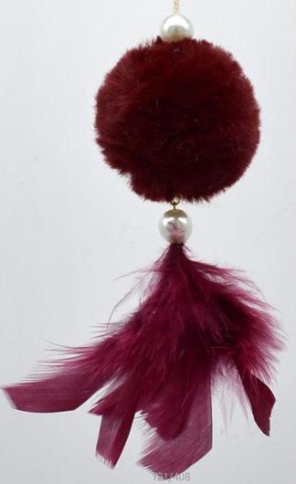 Χριστουγεννιάτικη Μπάλα Iliadis Υφασμάτινη με Φτερά 6x6x12cm Μπορντό