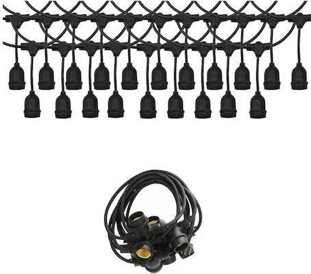 Factory RZ.DC-10M20D Γιρλάντα Φωτισμού Εξωτερικού Χώρου IP54 20 Θέσεων 10m Μαύρο