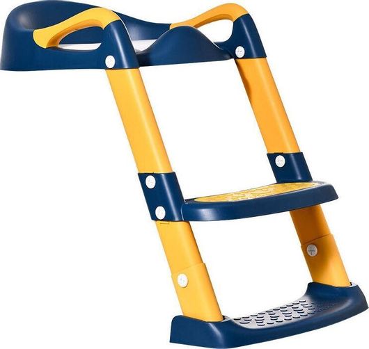 Παιδικό Κάθισμα Τουαλέτας Baby Wise με Σκληρή Επιφάνεια, Χερούλια & Σκαλοπάτι Μπλε / Κίτρινο