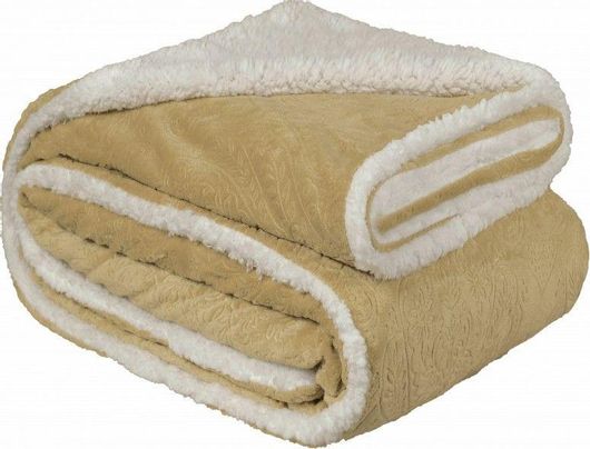 Κουβέρτα Βελουτέ δύο όψεων, Υπέρδιπλη 220Χ240, ΧΡΥΣΟ, BK-101