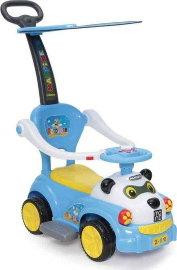 Περπατούρα Moni Panda Handle Pushing Ride On Αυτοκινητάκι με Χειρολαβή για 18+ Μηνών Μπλε