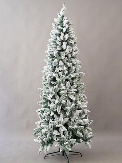 Χριστουγεννιάτικο Δέντρο Eurolamp Πράσινο Χιονισμένο Slim 210cm με Μεταλλική Βάση