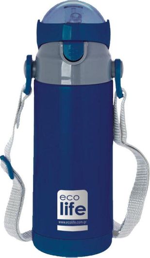 Ecolife Παγούρι Θερμός Πλαστικό 400ml Navy Blue
