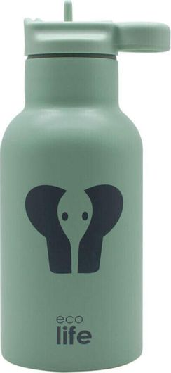 Ecolife Animal Παιδικό Παγούρι Θερμός Ανοξείδωτο με Καλαμάκι Elephant 350ml