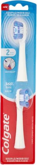 Ανταλλακτικές Κεφαλές Colgate 360 Sonic Slim Tip για Ηλεκτρική Οδοντόβουρτσα Σετ 2τμχ