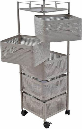 Τρόλει Κουζίνας Ankor Μεταλλικό 5 Θέσεων 28x28x93cm Γκρι