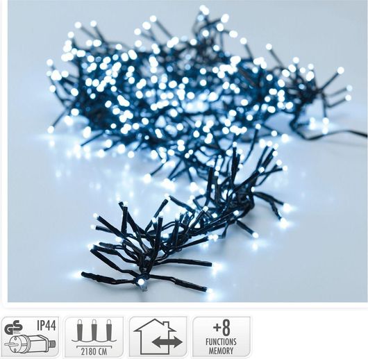 Λαμπάκια LED 3000 Λευκό Ψυχρό με Πρόγραμμα Μαύρο Καλώδιο 21.8m Ρεύματος Εσωτερικού & Εξωτερικού Χώρου