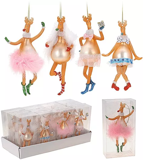 Χριστουγεννιάτικο Στολίδι Τάρανδος Πολυρεζίν 17cm Τυχαία Επιλογή Σχεδίου