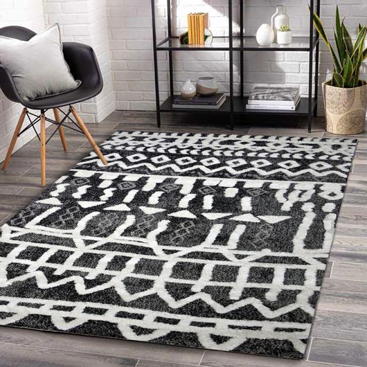 Χαλί Homeone Ανάγλυφα Castello Ανθρακί/Λευκό E2482-AW 160x210cm