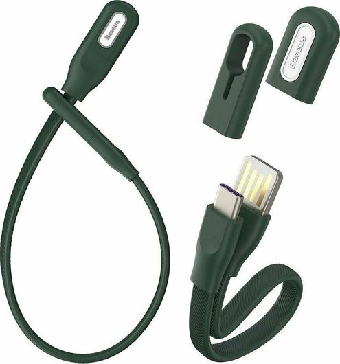 Baseus Bracelet Flat Cable USB-C male - USB-A male Πράσινο 0.22m CATFH-06B