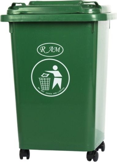 Επαγγελματικός Κάδος Απορριμμάτων Ram Πλαστικό Τροχήλατος 50lt Πράσινο