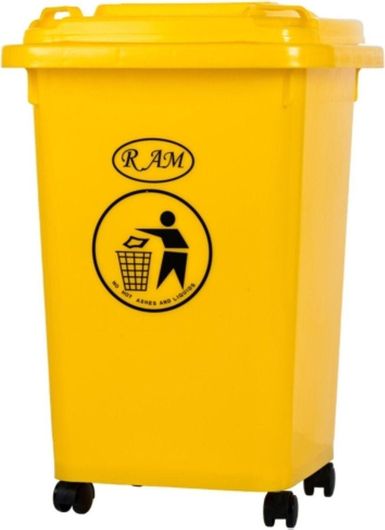 Επαγγελματικός Κάδος Απορριμμάτων Ram Πλαστικό Τροχήλατος 50lt Κίτρινο