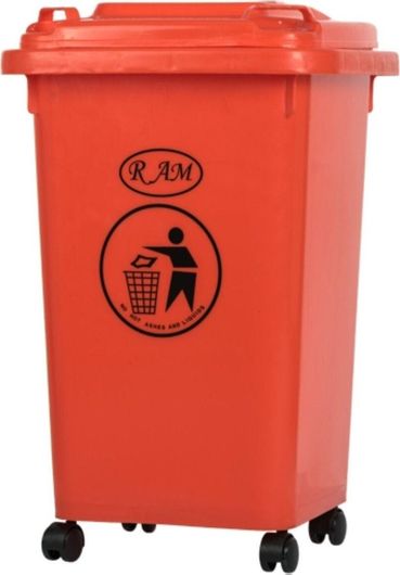 Επαγγελματικός Κάδος Απορριμμάτων Ram Πλαστικό Τροχήλατος 50lt Κόκκινο