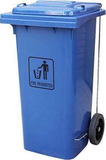 Επαγγελματικός Κάδος Απορριμμάτων Ram Πλαστικό Τροχήλατος με Πεντάλ 100lt Μπλε