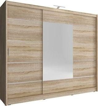 Ντουλάπα Ρούχων LH Home Furniture Τρίφυλλη Συρόμενη με Καθρέπτη 250x62x214cm