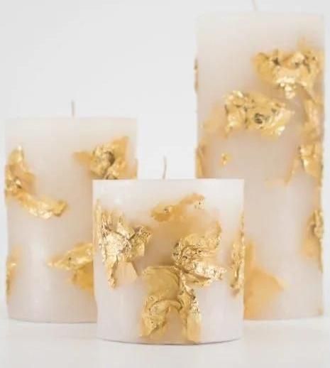 Κερί Χειροποίητο Αρωματικό με Φύλλα Χρυσού Μεσσαίο 7x15cm