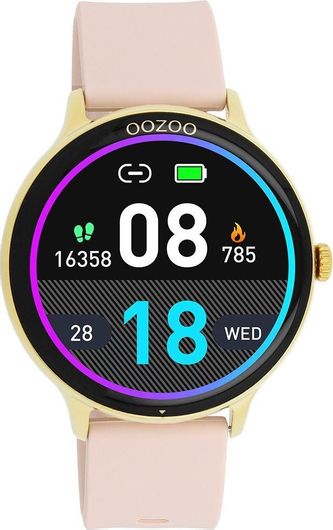 Smartwatch Oozoo Q00131 45mm με Παλμογράφο Ροζ Χρυσό