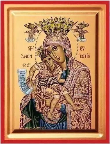 Εικόνα Παναγία Άξιον Εστί Ξύλινη 40x50cm