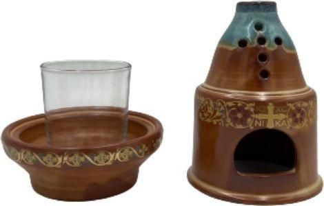 Καντήλι Τζάκι Θεομήτωρ Κεραμικό 11x17cm Καφέ / Τιρκουάζ