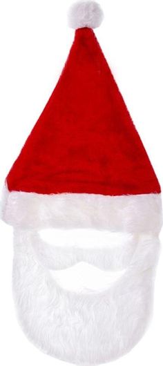 Χριστουγεννιάτικος Σκούφος Αγίου Βασίλη Κόκκινος 28x40cm με Γενειάδα