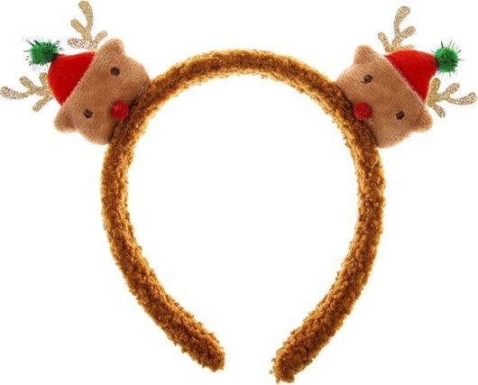 Χριστουγεννιάτικη Διακοσμητική Στέκα Μαλλιών Τάρανδοι Λουτρινο Καφέ