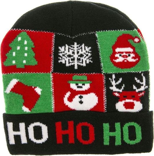 Χριστουγεννιάτικος Σκούφος Παιδικός Φιγούρες Ho Ho Ho Μαύρος