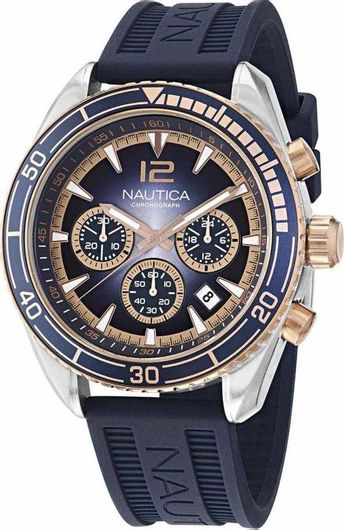 Ανδρικό Ρολόι Nautica NAPKBF301 με Λουράκι από Καουτσούκ Μπλε