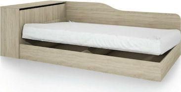 Κρεβάτι Genomax Flow Ημίδιπλο Ξύλινο Σόνομα με Αποθηκευτικό Χώρο Στρώμα & Τάβλες 120x190cm