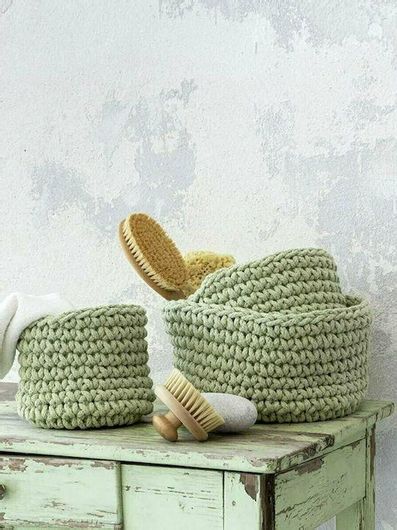 Διακοσμητικό Καλάθι Nima Panier Βαμβάκι/Πολυεστέρας Πλεκτό 28x15cm Light Green 