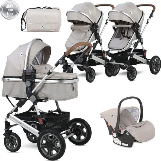 Πολυκαρότσι Lorelli 10021282115D Lora Set String Beige Dots έως 15kg Γκρι