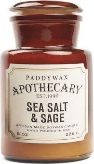 Κερί Paddywax Apothecary Sea Salt & Sage Αρωματικό Σόγιας σε Βάζο 226gr Καφέ