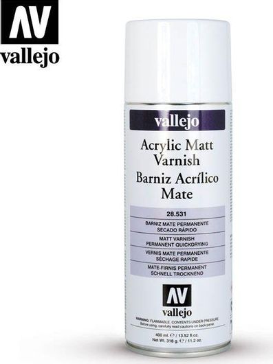 Βερνίκι Μοντελισμού Vallejo 400ml Auxiliaries Ακρυλικό 28531 Matt Spray Varnish