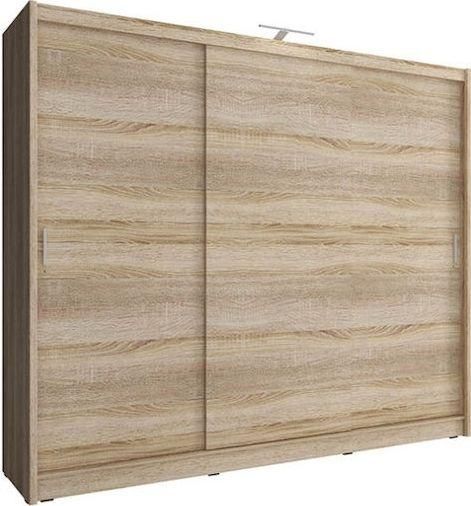 Ντουλάπα Ρούχων LH Home Furniture Τρίφυλλη Συρόμενη Χωρίς Καθρέπτη 250x62x214cm Φυσικός Δρυς