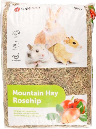 Τροφή Τρωκτικών Flamingo 201648 Χόρτα για Χάμστερ / Κουνέλι / Ινδικό Χοιρίδιο με Τριαντάφυλλο Mountain Hay 500gr