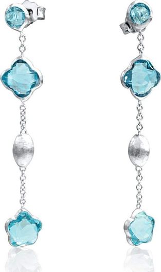 Γυναικεία Σκουλαρίκια Ear Climbers Chrilia Collection από Λευκόχρυσο 14K με Τοπάζι Λευκό