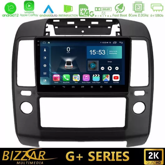 Ηχοσύστημα Αυτοκινήτου Bizzar για Nissan Navara με A / C Bluetooth / USB / Wifi / Gps