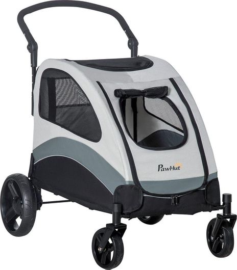 Καρότσι για Μεταφορά Σκύλου Pawhut έως 18kg 107x72x102cm Γκρι