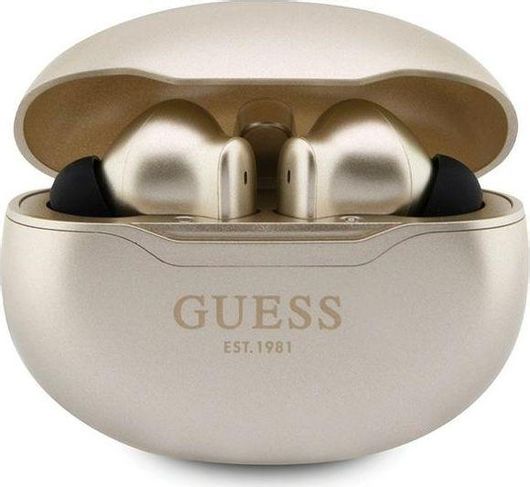 Guess True Wireless Metalic Finish In-ear Bluetooth Handsfree Ακουστικά με Θήκη Φόρτισης Χρυσό