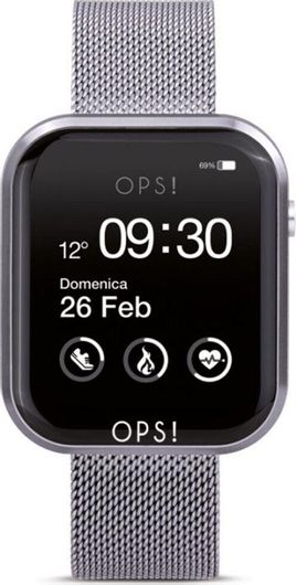 Smartwatch OPS! Objects 44mm Stainless Steel Case & Strap Silver