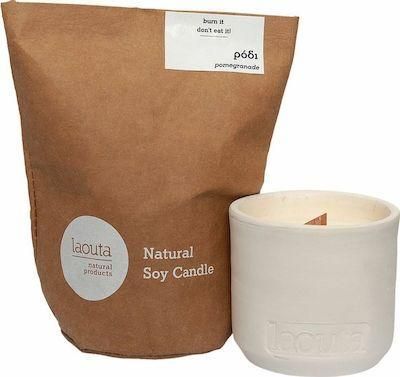 Αρωματικό Κερί Σόγιας Laouta Natural Products σε Βάζο Ρόδι Λευκό 200gr