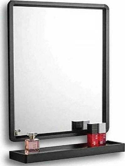 Καθρέπτης Μπάνιου Gloria Nerina Ορθογώνιος από Ανοξείδωτο Ατσάλι με Ράφι 48x63cm Μαύρος