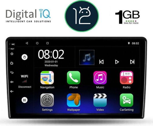 Ηχοσύστημα Αυτοκινήτου Digital IQ με Bluetooth / WiFi / GPS & Οθόνη Αφής 9"