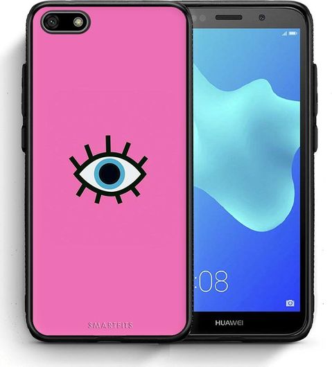 Θήκη Κινητού Back Cover για Huawei Y5 2018 - Black TPU - Blue Eye Pink