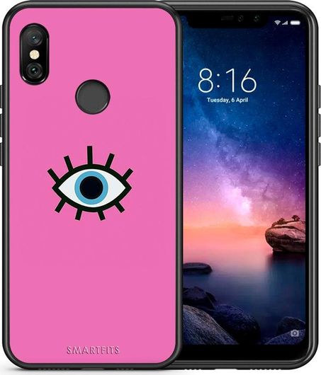 Θήκη Κινητού Back Cover για Xiaomi Redmi Note 6 Pro - Black TPU - Blue Eye Pink